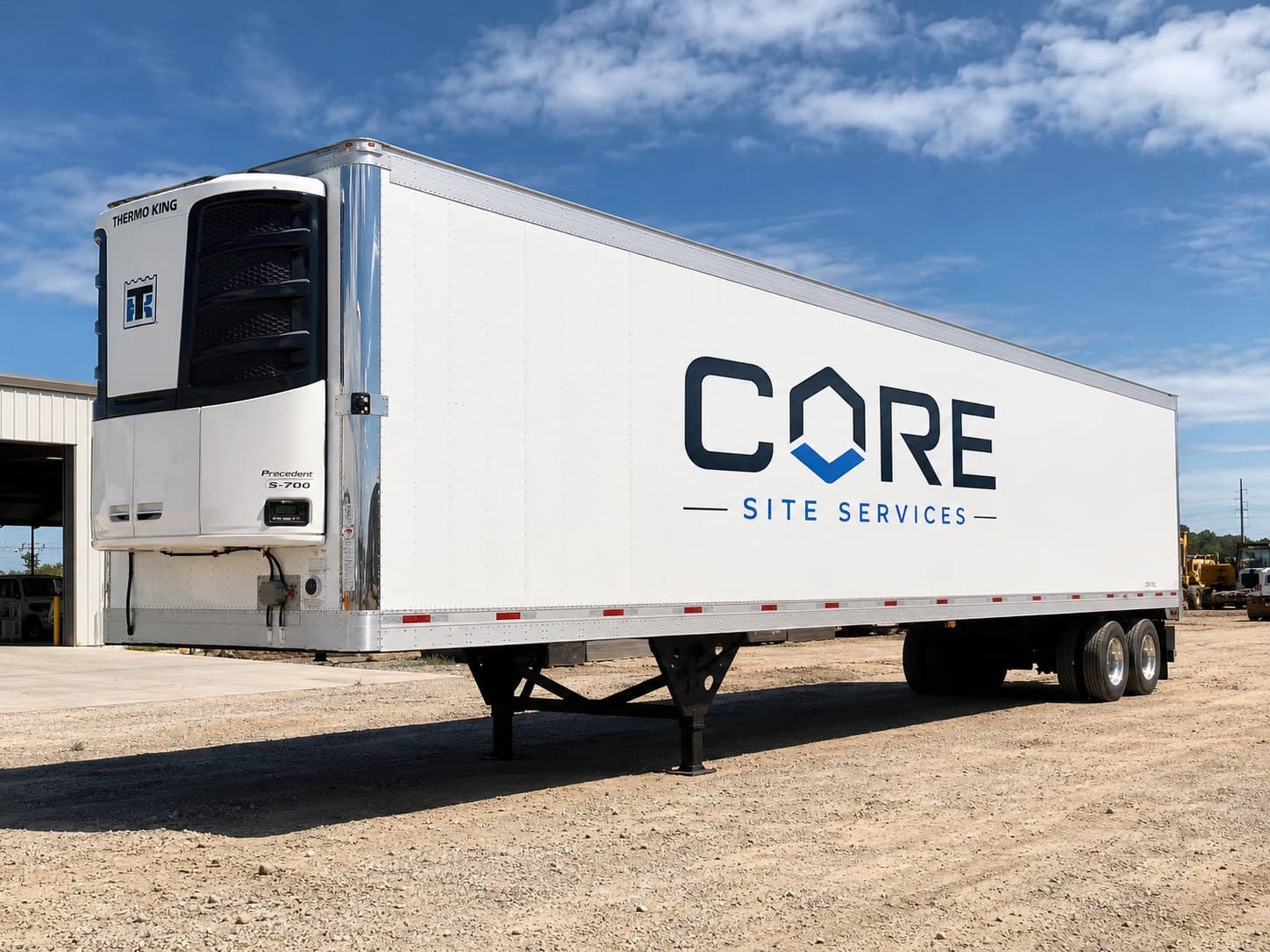 CORE Site Services refrigerated reefer trailer on a construction lot
